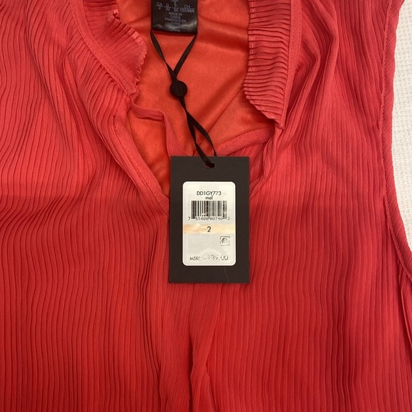 DKNY Sleeveless Tie Neck Pleated Dress in Melon Sz 2 NWT - Picture 6 of 7